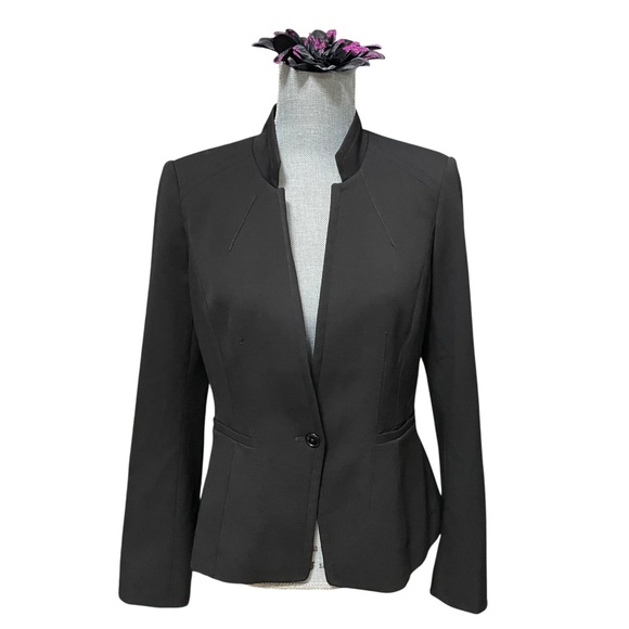 White House Black Market Black Fitted Blazer Jacket Women’s Size 4 One Button - Picture 1 of 12